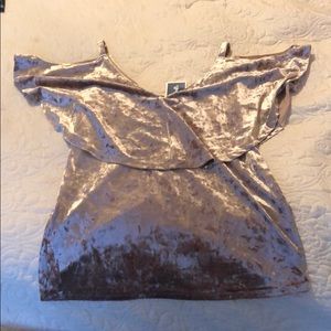 Crushed velvet cold shoulder top